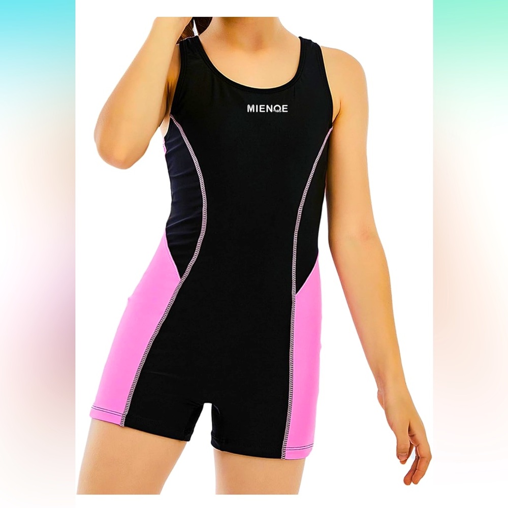 🚘New MIENOE Teen Girls One Piece Swimsuit UPF 50+ with Removable Chest Pads